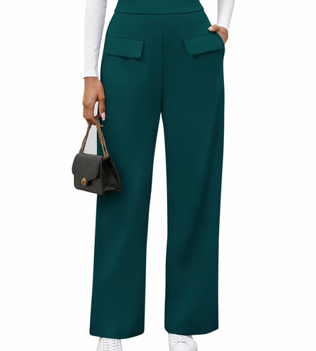 BTFBM Women's High Waisted Stretchy Palazzo Pants Dark Blue Size L