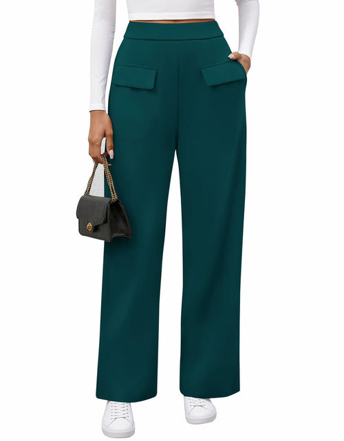 Load image into Gallery viewer, BTFBM Women's High Waisted Stretchy Palazzo Pants Dark Blue Size L
