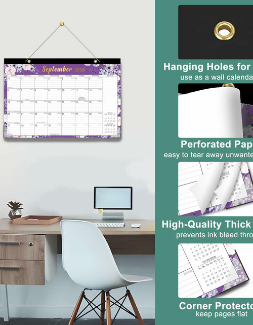 Load image into Gallery viewer, Lbylyhxc 2026 18-Month Desk Calendar Flowers 17x12 inches
