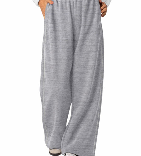 NIMIN Women's Wide Leg Sweatpants High Waist Cotton Light Grey Size S