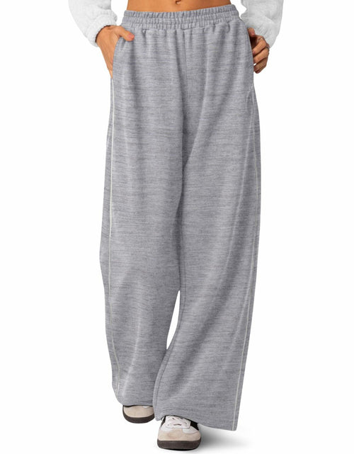 Load image into Gallery viewer, NIMIN Women's Wide Leg Sweatpants High Waist Cotton Light Grey Size S
