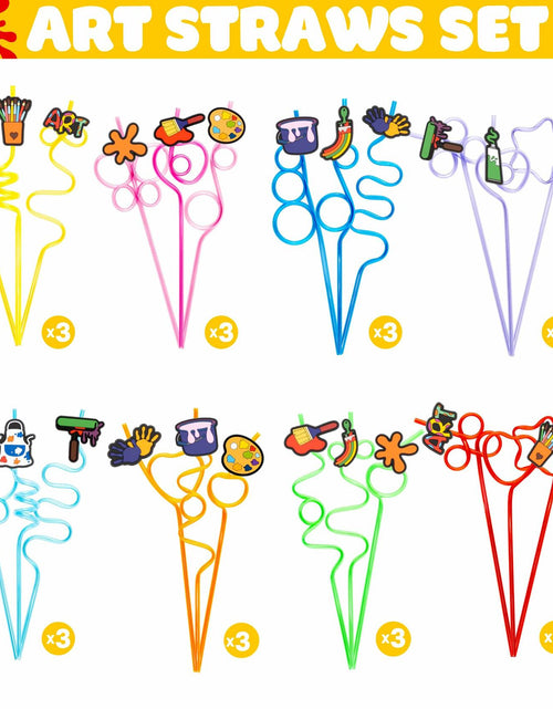 Load image into Gallery viewer, SODWINCO 24PCS Art Drinking Crazy Straws Kids Birthday Party Supplies Multicolor
