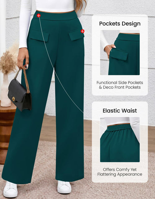 Load image into Gallery viewer, BTFBM Women's High Waisted Stretchy Palazzo Pants Dark Blue Size L

