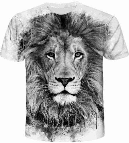 Wuiliy 3D Pattern T Shirt for Men Casual Printed Short Sleeve Animal Graphic Tee