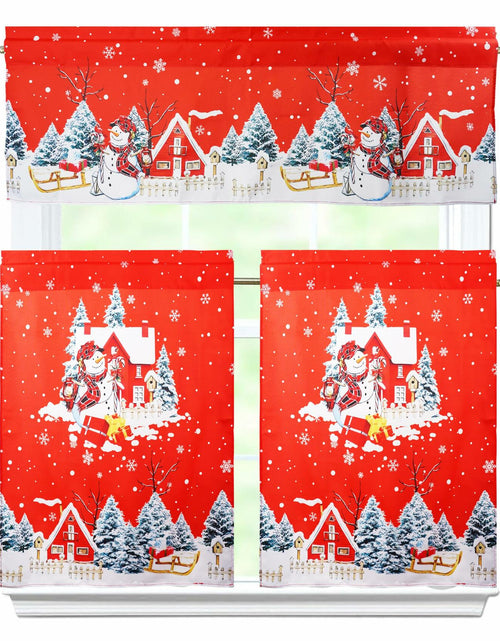 Load image into Gallery viewer, aiwkjdns 3 Piece Christmas Kitchen Window Curtains Set Red Rayon 27.5x36 in
