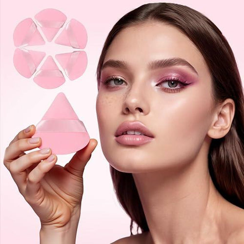 Load image into Gallery viewer, PAGOCI 6pcs Powder Puff Triangle Velour Makeup Sponges Pink Foundation Blender
