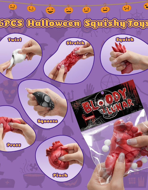 Load image into Gallery viewer, EUOCENK 6PCS Halloween Squishy Kit Stress Relief Toys Red White Black
