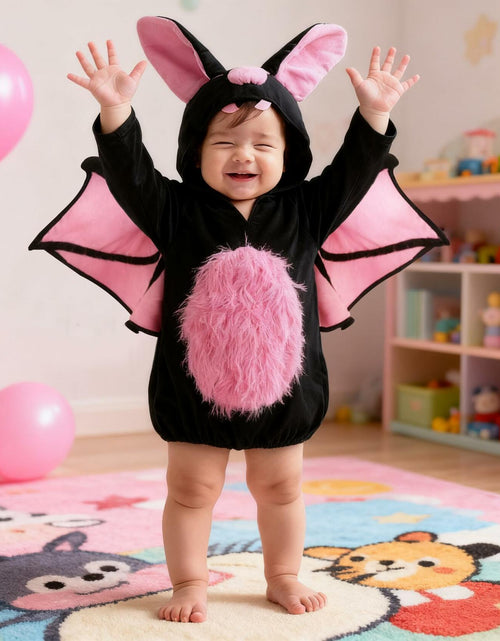 Load image into Gallery viewer, JEGERMIG Toddler Bat Plush Costume Onesie Baby Black Size 2'-2'4"
