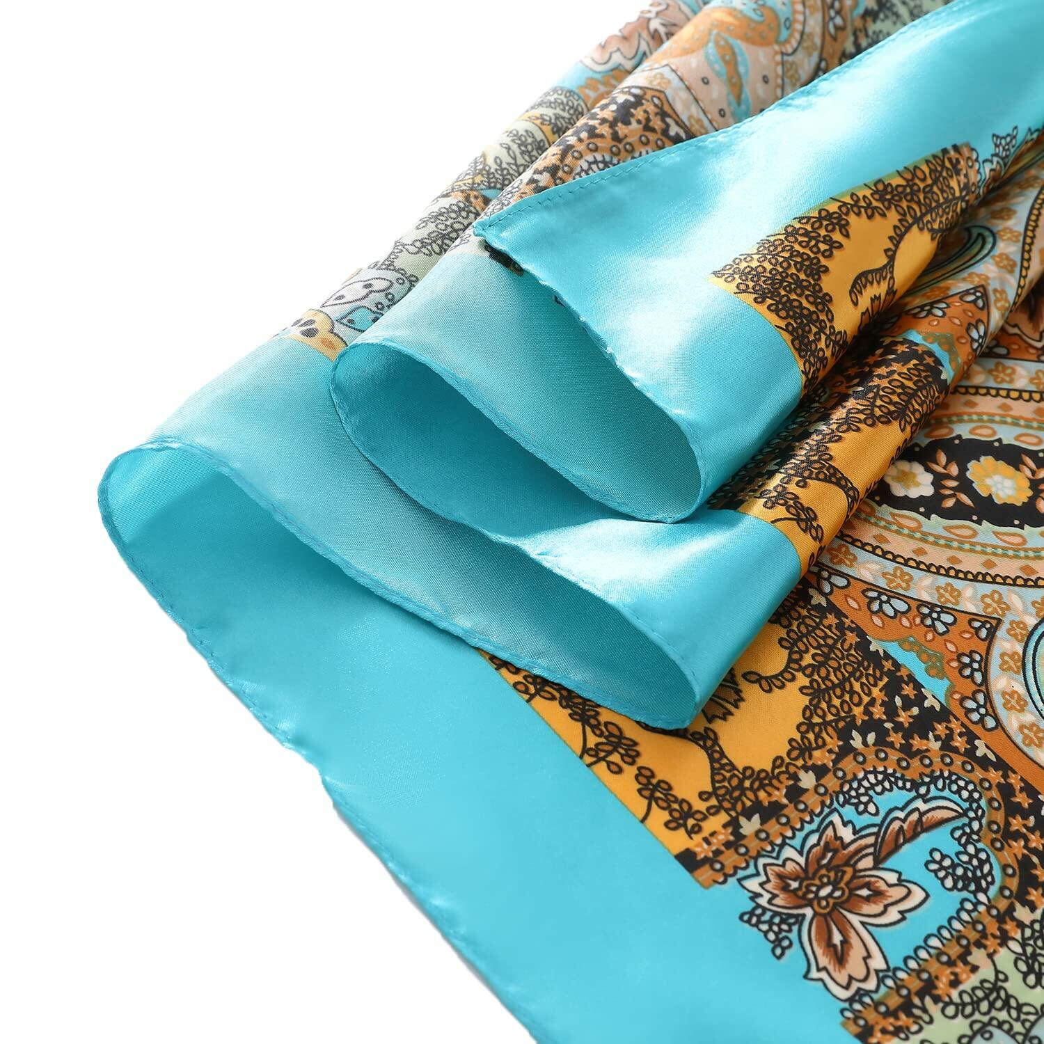 SHJINJU Women's Satin Square Silk Like Hair Scarf Wrap 35" 11-Style