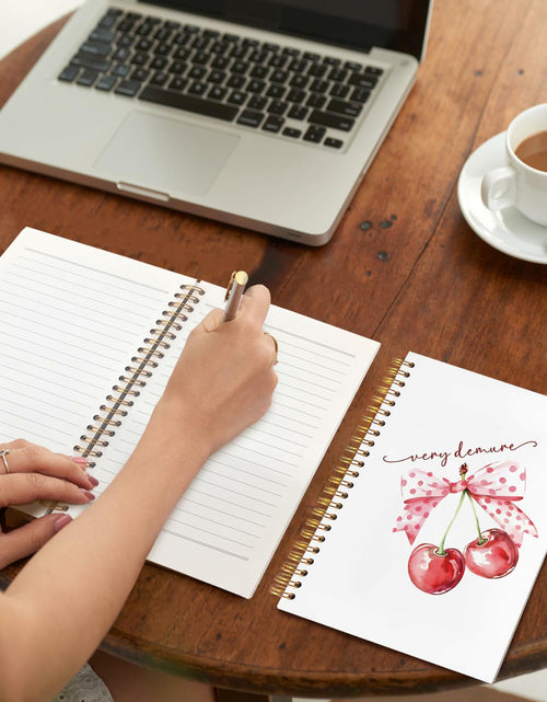 Load image into Gallery viewer, VIIJJUE Coquette Pink Bow Cherry Hardcover Spiral Notebook 5.5x8.3 Inch

