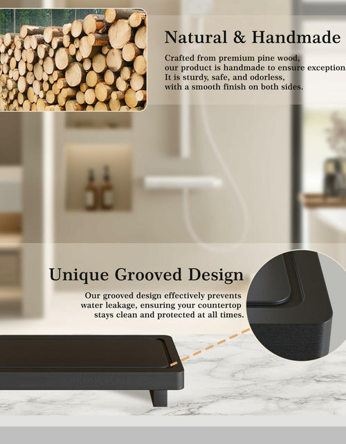 Load image into Gallery viewer, ZGO Small Counter Set of 2 Decorative Vanity Tray Wooden Soap Holder Black
