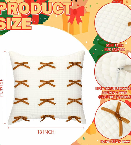 Newwiee Boho Decorative Throw Pillow Covers 18x18 White 2pcs
