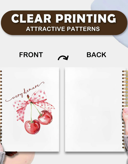 Load image into Gallery viewer, VIIJJUE Coquette Pink Bow Cherry Hardcover Spiral Notebook 5.5x8.3 Inch

