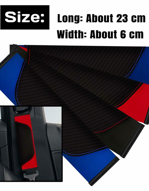 Load image into Gallery viewer, MVJAA Carbon Fiber Leather Seat Belt Covers, Thickening Pad, 2 Pack Black
