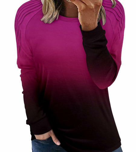 StunShow Womens Long Sleeve Tunic Top Crewneck Gradient Rose Size L