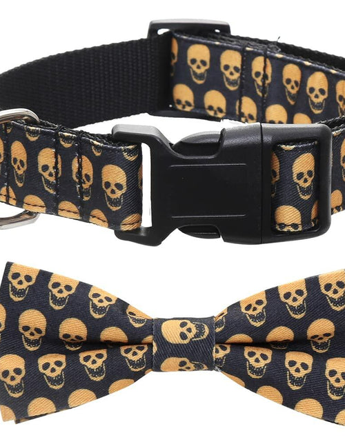 Load image into Gallery viewer, Lamphyface Halloween Dog Collar with Removable Cute Bow Tie Adjustable Cotton L
