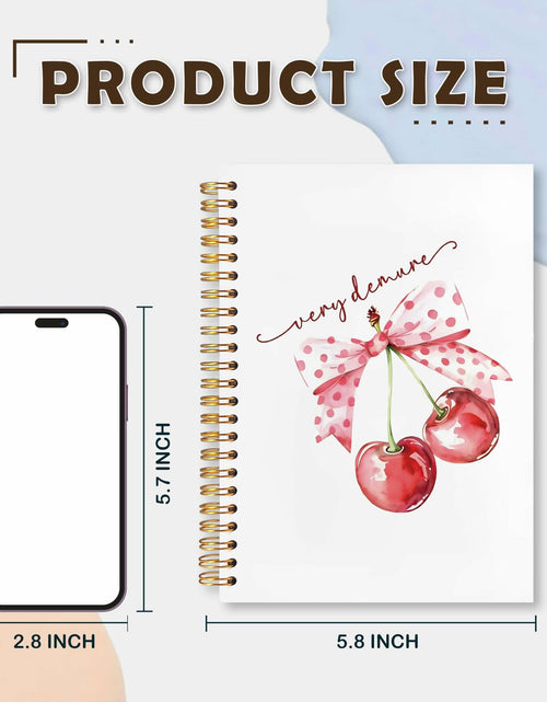 Load image into Gallery viewer, VIIJJUE Coquette Pink Bow Cherry Hardcover Spiral Notebook 5.5x8.3 Inch
