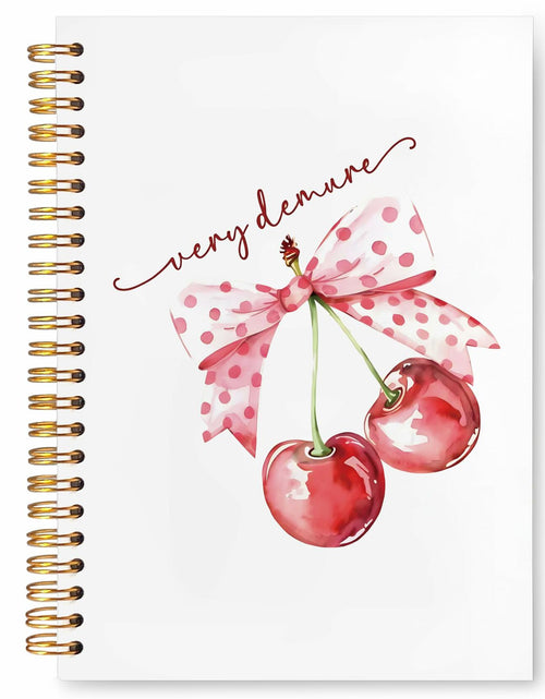 Load image into Gallery viewer, VIIJJUE Coquette Pink Bow Cherry Hardcover Spiral Notebook 5.5x8.3 Inch
