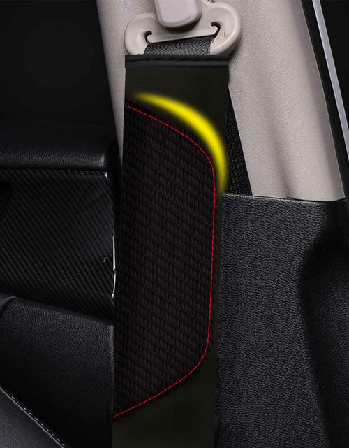 Load image into Gallery viewer, MVJAA Carbon Fiber Leather Seat Belt Covers, Thickening Pad, 2 Pack Black
