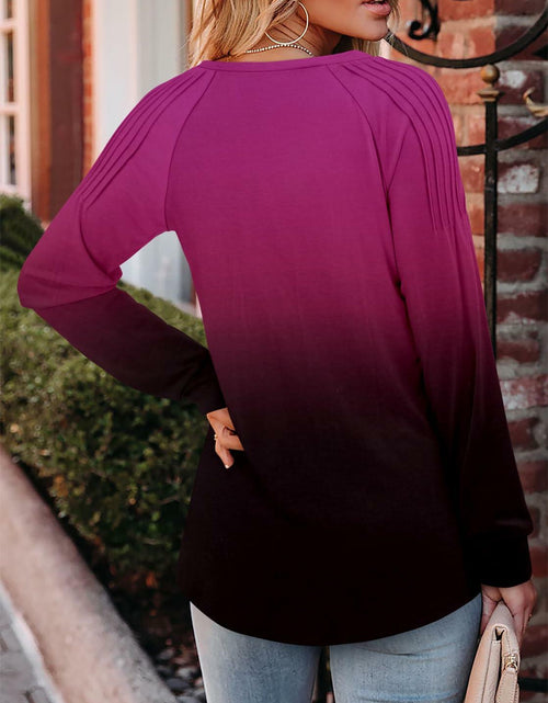 Load image into Gallery viewer, StunShow Womens Long Sleeve Tunic Top Crewneck Gradient Rose Size L

