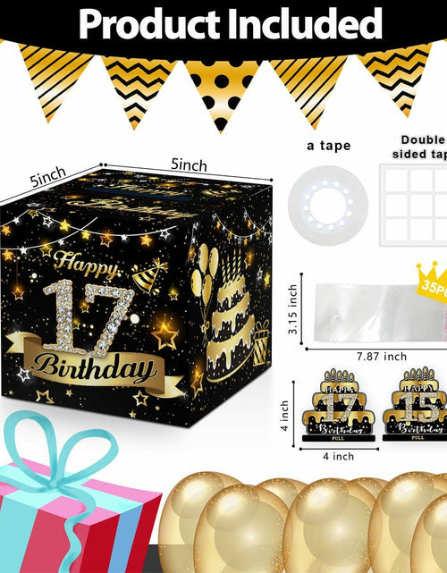 Load image into Gallery viewer, Toerifer Money Box Birthday Gift Black Gold 17th Birthday 35 Bags Size One Size

