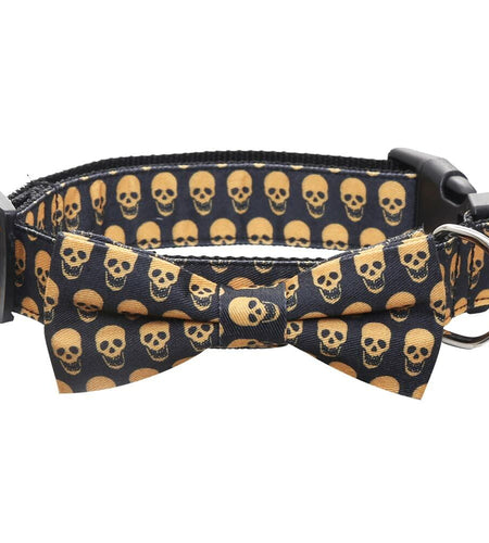 Lamphyface Halloween Dog Collar with Removable Cute Bow Tie Adjustable Cotton L