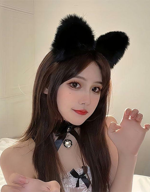 Load image into Gallery viewer, Jinshining White Cat Fox Ears Cosplay Headband with Bells Faux Fur Unisex
