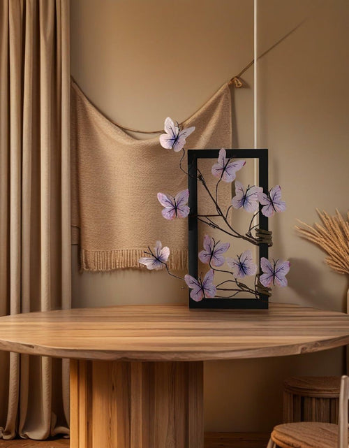 Load image into Gallery viewer, HMKAIJUFUL Handmade Butterfly Wall Art Wood Frame Blue Purple 16x8in
