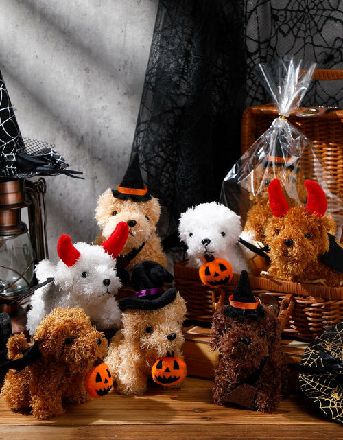 Load image into Gallery viewer, Vinsot Halloween Mini Dog Plush Toys 16pcs Bat Pumpkin 4" White Apricot Brown
