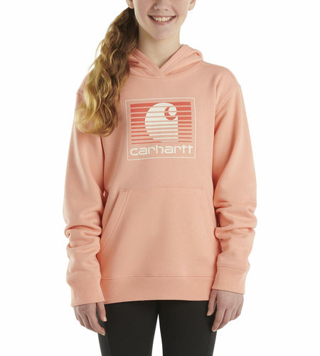 Carhartt Girls Pullover Hoodie Graphic Sweatshirt Peach Amber Size 6X