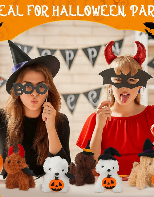 Load image into Gallery viewer, Vinsot Halloween Mini Dog Plush Toys 16pcs Bat Pumpkin 4" White Apricot Brown
