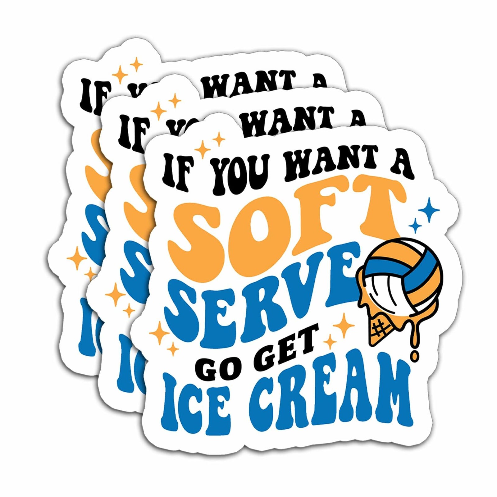 HYKADEUS Funny Volleyball Stickers Motivational Decal 3"x2.9" 3Pcs Vinyl