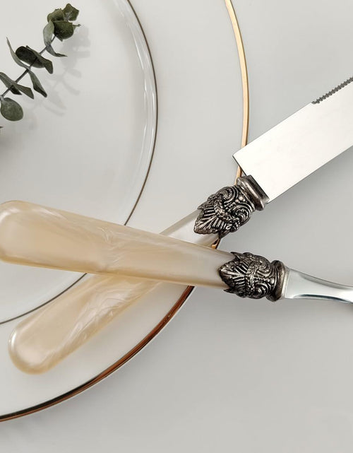 Load image into Gallery viewer, CATHYLIN Wedding Cake Knife &amp; Server Set, Italian Style, 2 pcs, Yellow
