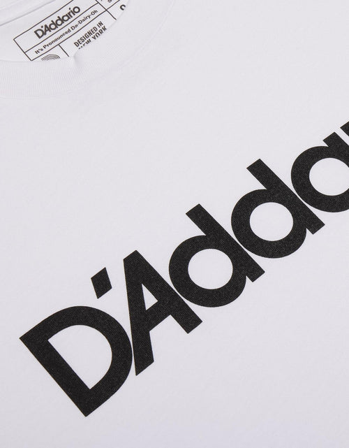 Load image into Gallery viewer, D'Addario Logo T-Shirt White Black Size Small
