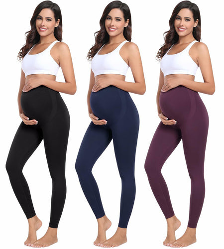 URUWASHI Womens Maternity Leggings High Waist Seamless Workout Black Size M
