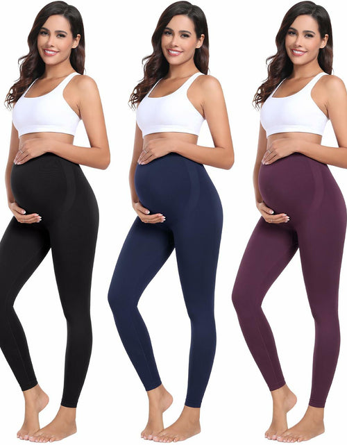 Load image into Gallery viewer, URUWASHI Womens Maternity Leggings High Waist Seamless Workout Black Size M
