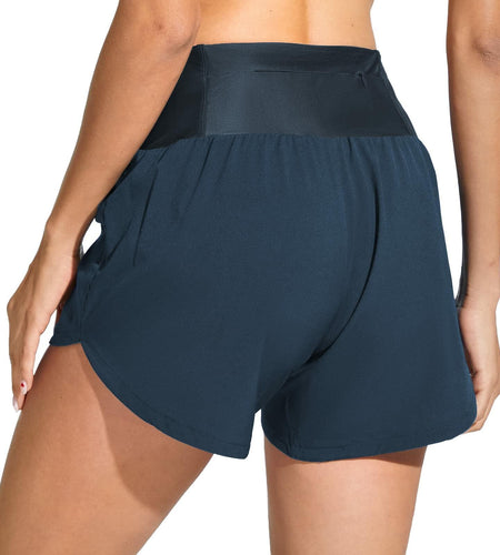 Cagola Women's High Waisted Tummy Control Swim Shorts Black 5" Inseam Size M