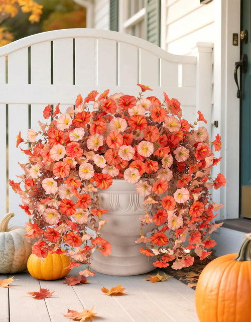 Load image into Gallery viewer, HyeFlora 2PCS Faux Fall Hanging Flowers Plants UV Resistant Orange+Light Orange

