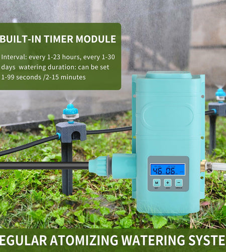 RUNWUSHENG Automatic Drip Irrigation Sprinkler Kit LCD Display 15 Nozzles