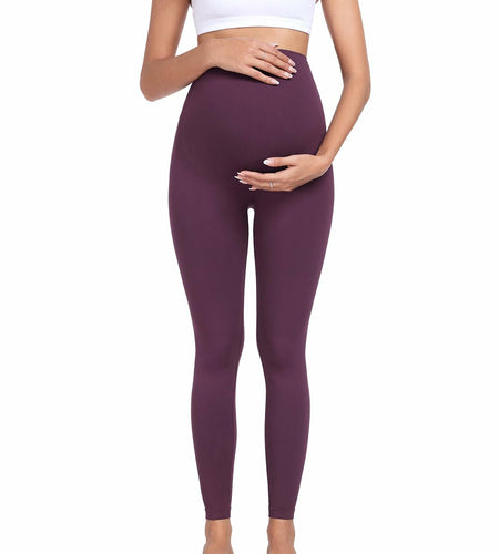 URUWASHI Womens Maternity Leggings High Waist Seamless Workout Black Size M