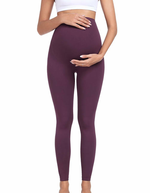 Load image into Gallery viewer, URUWASHI Womens Maternity Leggings High Waist Seamless Workout Black Size M

