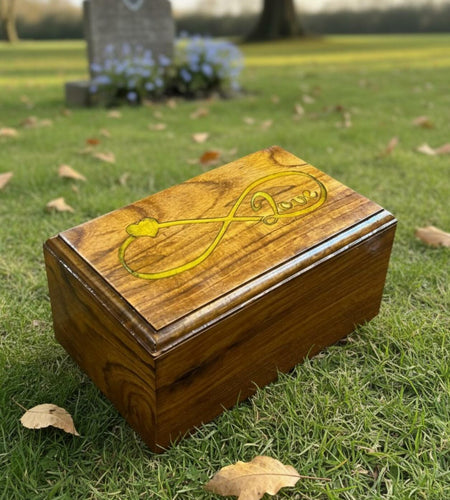 AYZCORP Wooden Urn Infinity Love Design Rosewood Pet Cremation Box