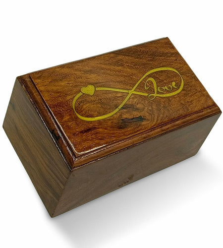 AYZCORP Wooden Urn Infinity Love Design Rosewood Pet Cremation Box