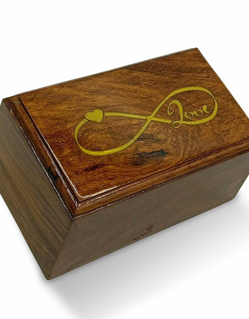 Load image into Gallery viewer, AYZCORP Wooden Urn Infinity Love Design Rosewood Pet Cremation Box
