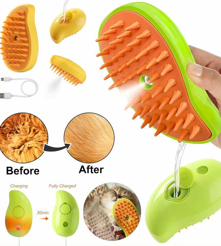 MCEG Pet Steam Brush for Cats & Dogs Shedding Indoor Grooming Tool