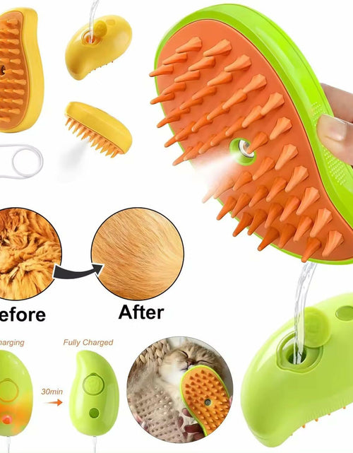 Load image into Gallery viewer, MCEG Pet Steam Brush for Cats &amp; Dogs Shedding Indoor Grooming Tool
