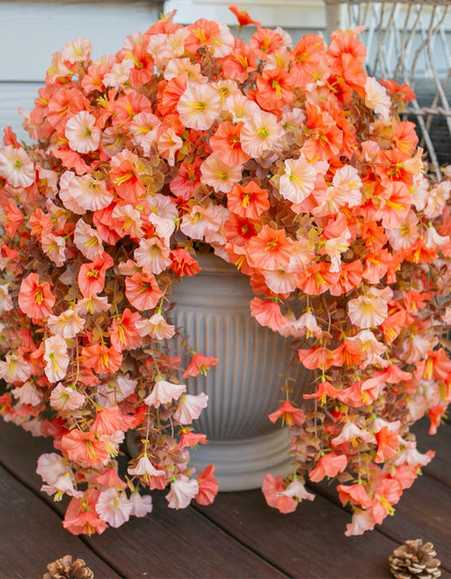 Load image into Gallery viewer, HyeFlora 2PCS Faux Fall Hanging Flowers Plants UV Resistant Orange+Light Orange
