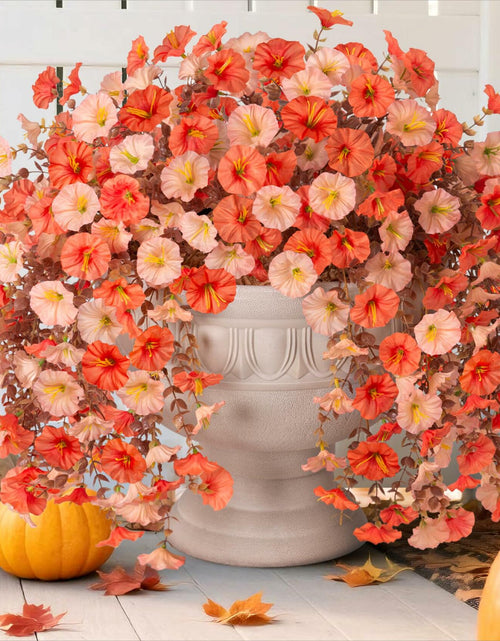 Load image into Gallery viewer, HyeFlora 2PCS Faux Fall Hanging Flowers Plants UV Resistant Orange+Light Orange
