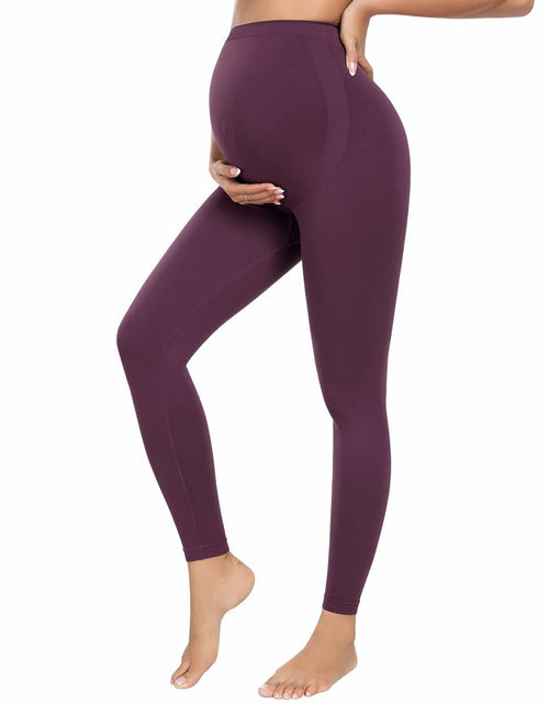 Load image into Gallery viewer, URUWASHI Womens Maternity Leggings High Waist Seamless Workout Black Size M

