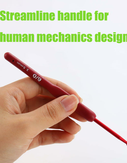 Load image into Gallery viewer, OYEUYID Red Crochet Hook Set 9 Sizes 2-6mm Soft Handle Aluminum
